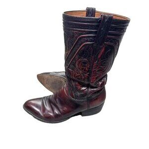 Lucchese Black Cherry Brushed Italian Domingo Goat Boots (Style 7106 10EE)